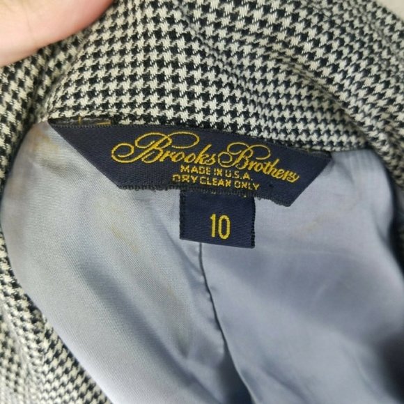 Brooks Brothers Boxy Blazer Black White Plaid Houndstooth Classic Preppy Work 10 - Picture 2 of 8